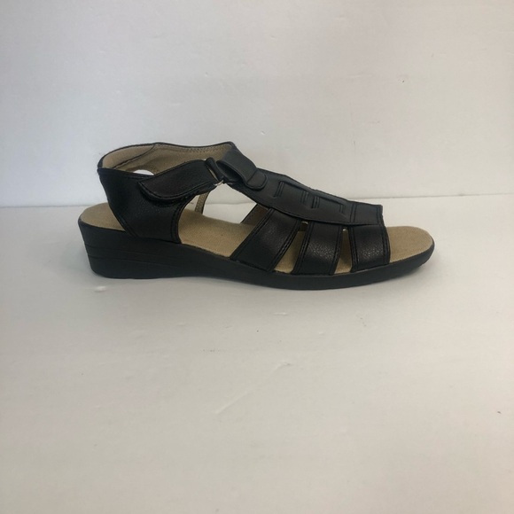 fisherman style soft padded insole sandals womens size 10 black - Picture 2 of 6